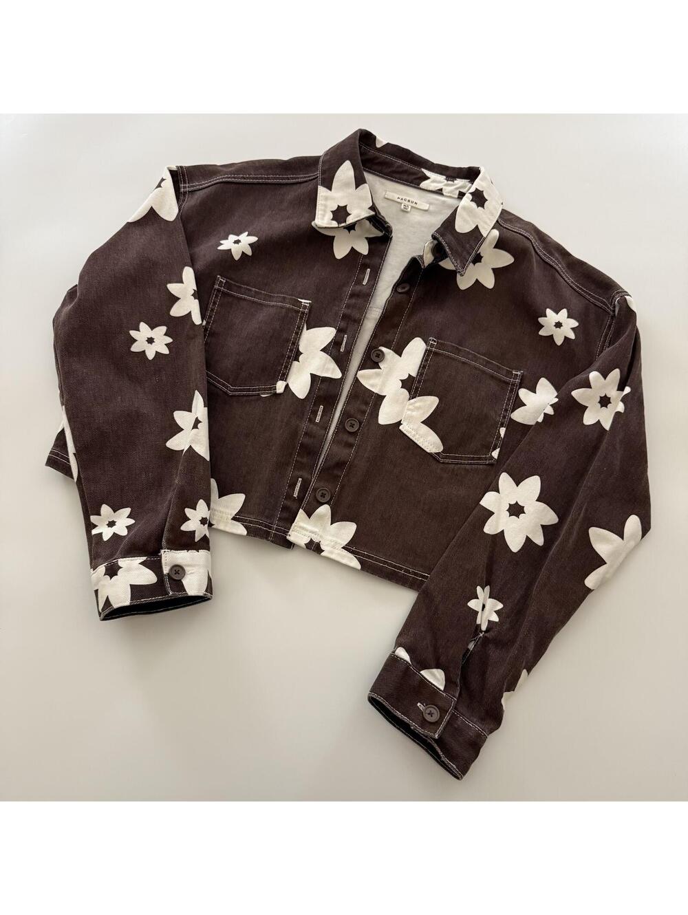 M/L Women’s Brown Floral Denim Jacket
